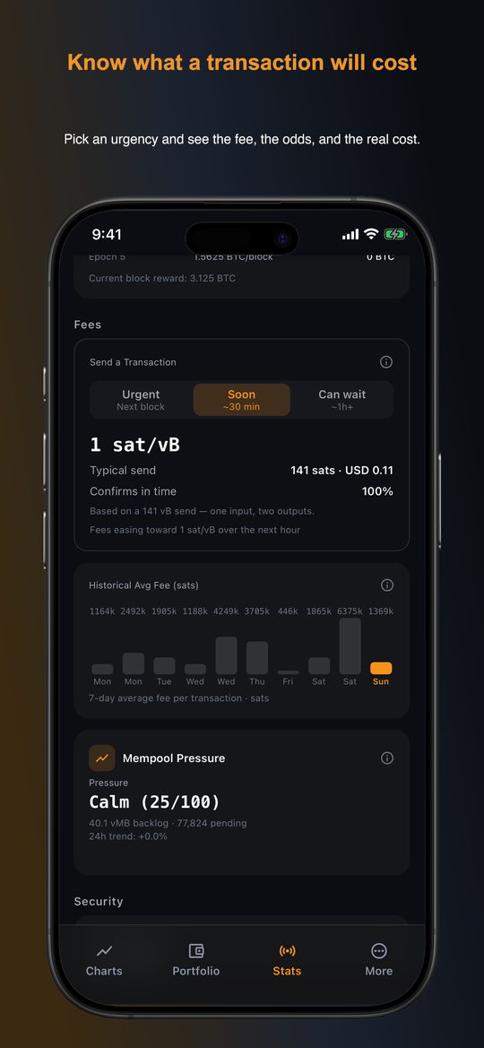 Network fees and alerts