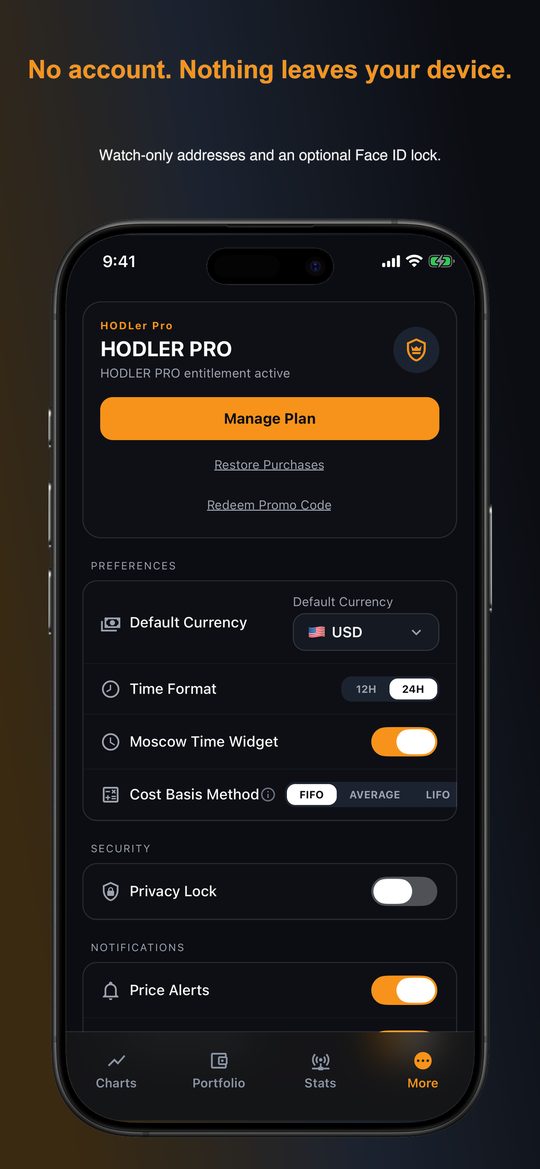 Watch-only addresses and Face ID lock